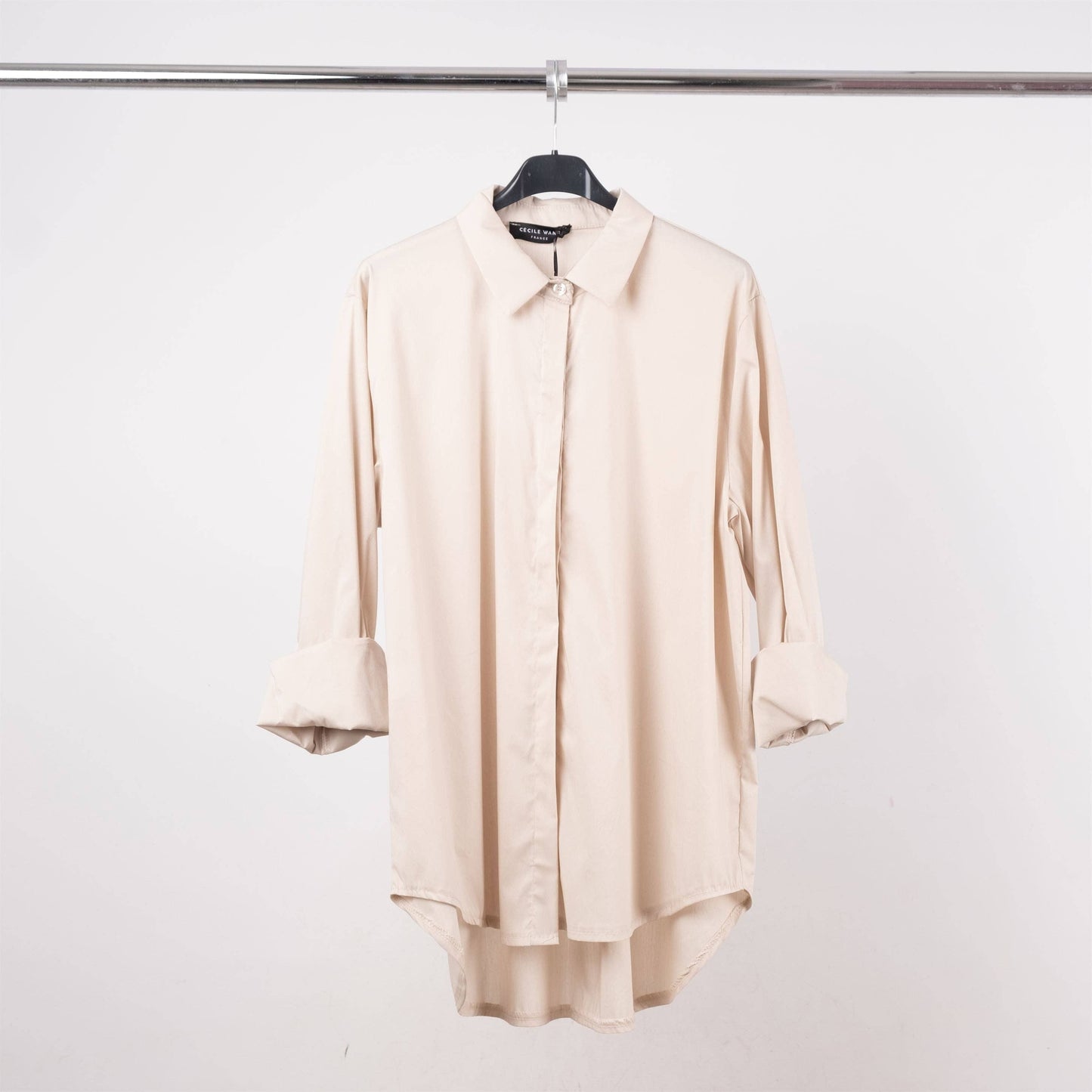 Chemise à patte invisible coupe droite – 12550320: Noir