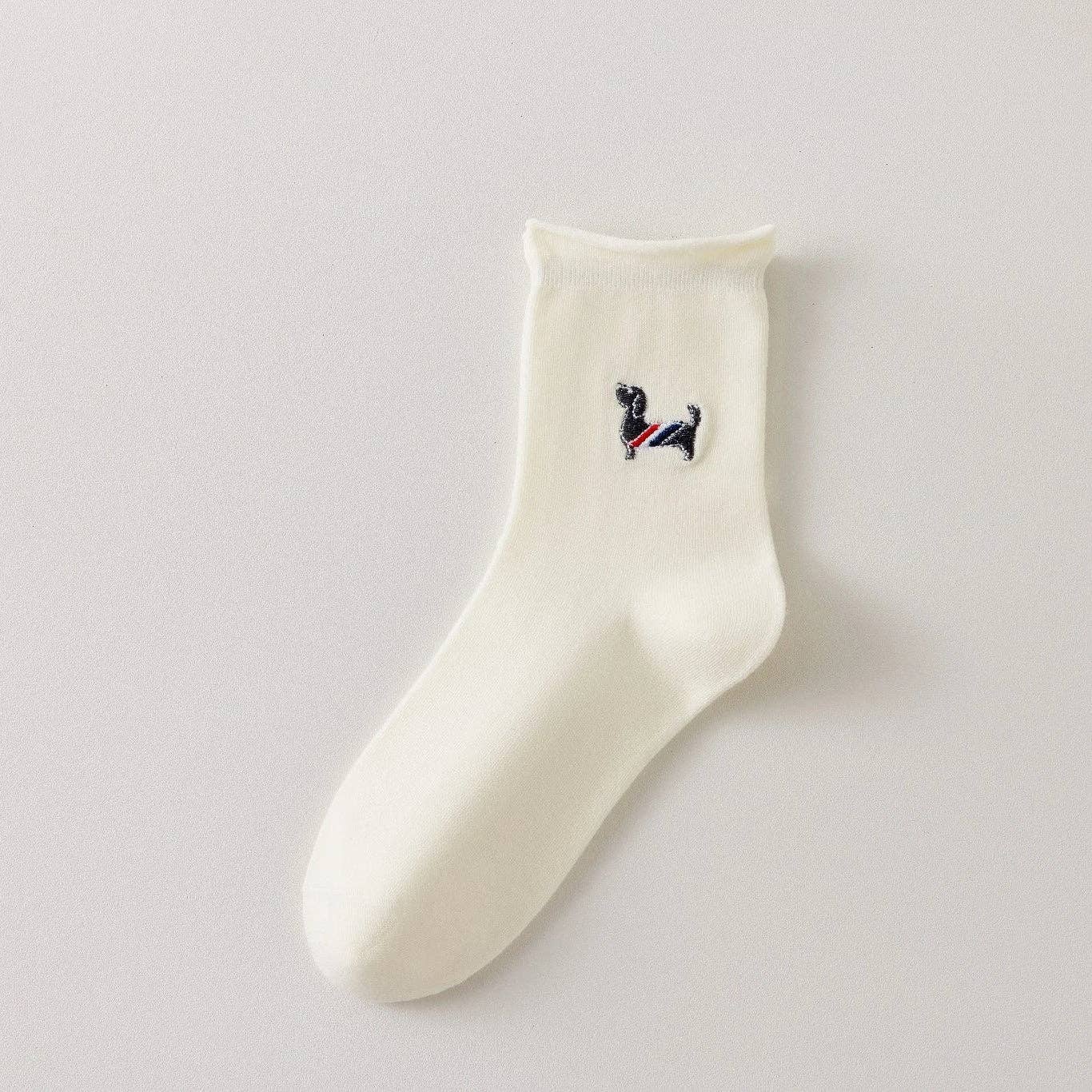 Chaussettes Blanches Petit Chien & Chat Femme I 35-41
