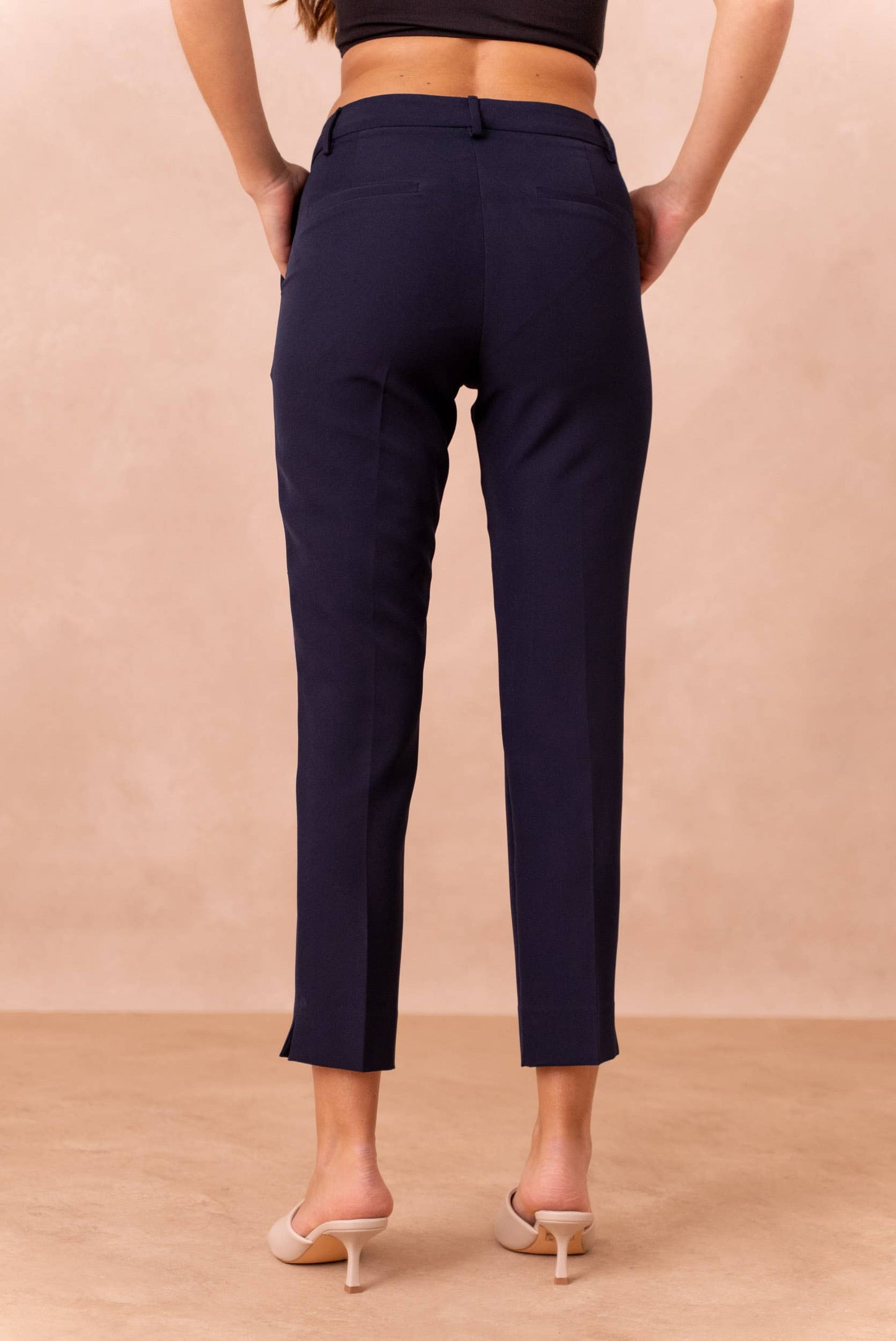 [Signature] Pantalon taille haute coupe cigarette : Noir