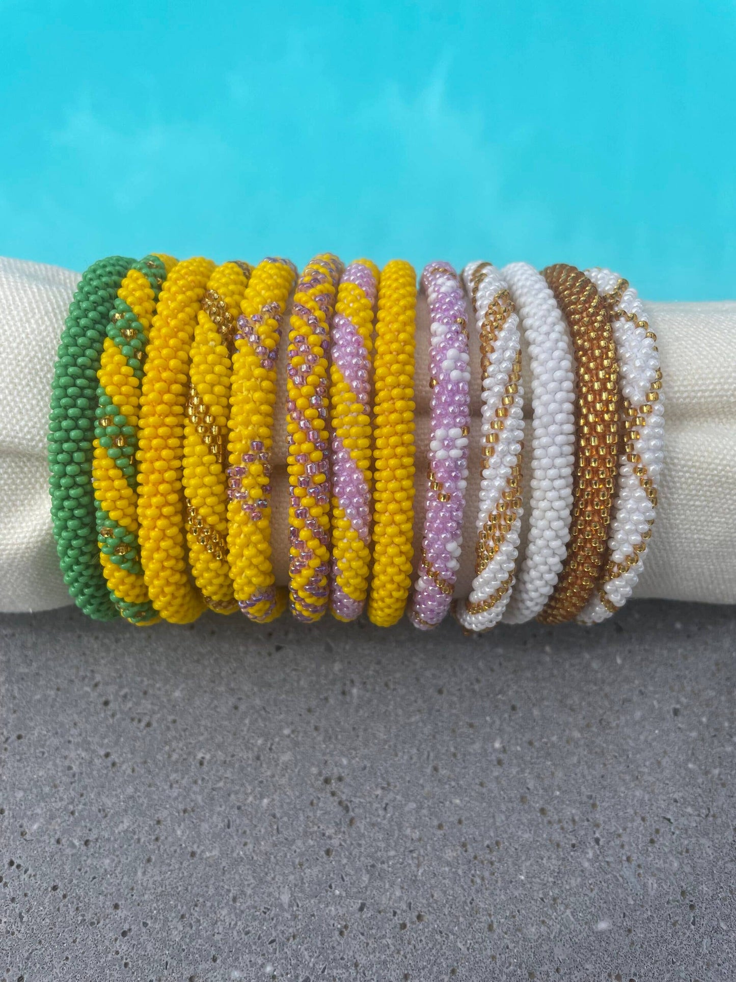 Bracelet Népalais Jaune Rose
