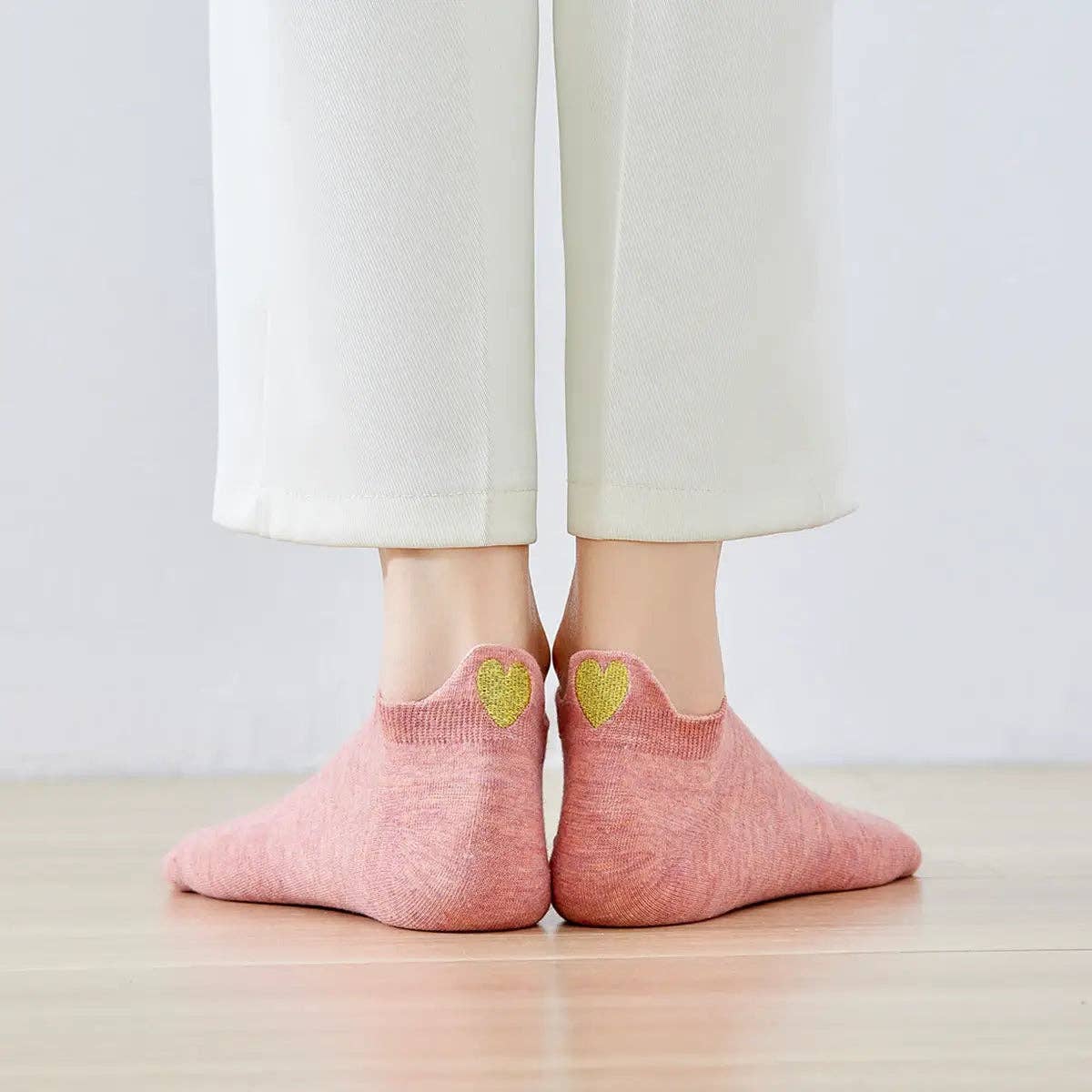 Lot de 5 Chaussettes Languette Coeur Doré Femme I 35-41