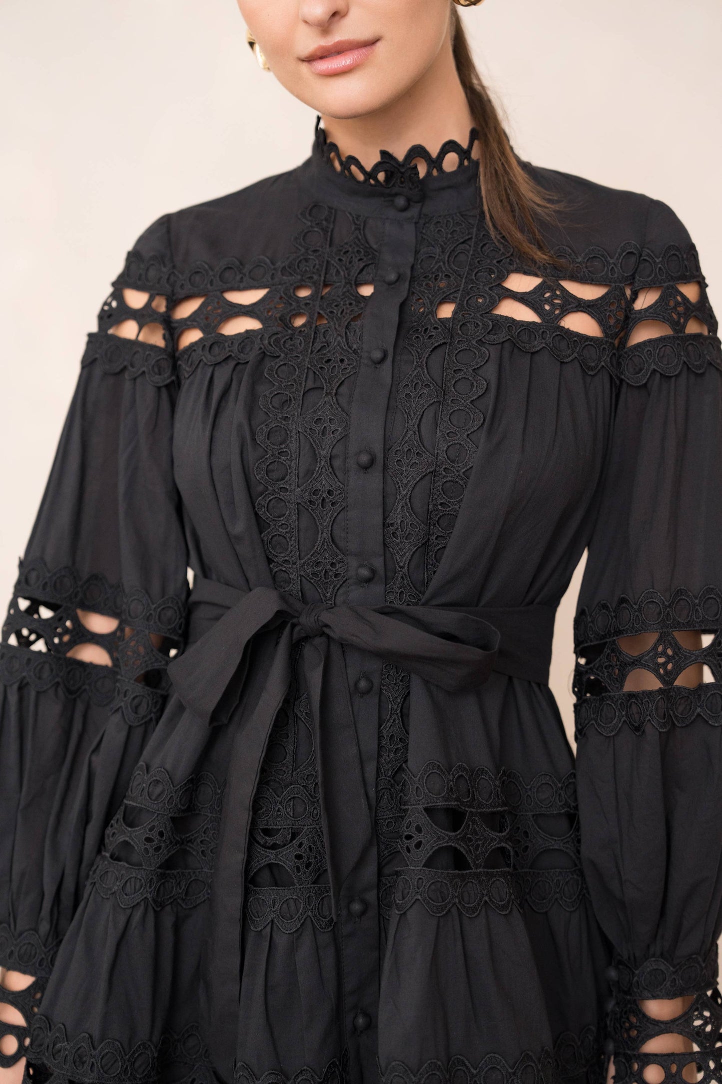 Robe courte Ellie en coton ajouré - 81033