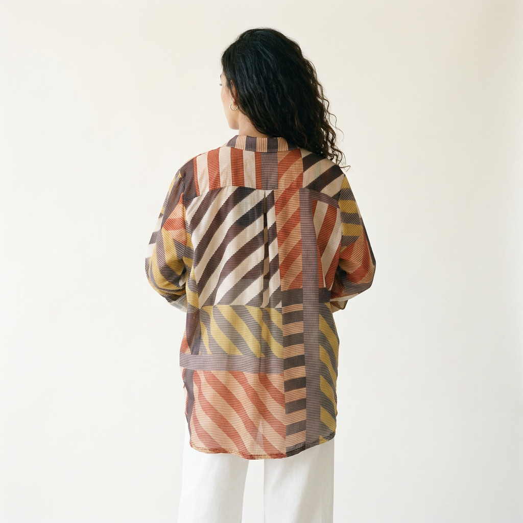 Chemise fluide imprimé géométrique graphique TDM50320-73