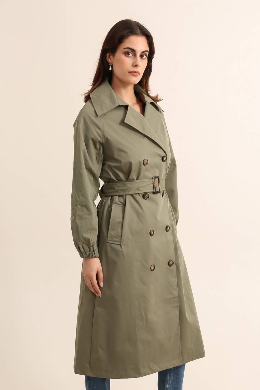 Trench coat long avec ceinture : Prune