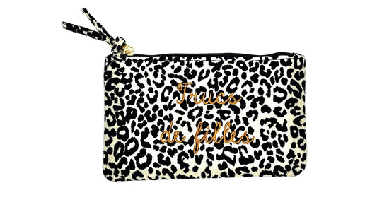 Pochettes imprimés léopard Noir et écru