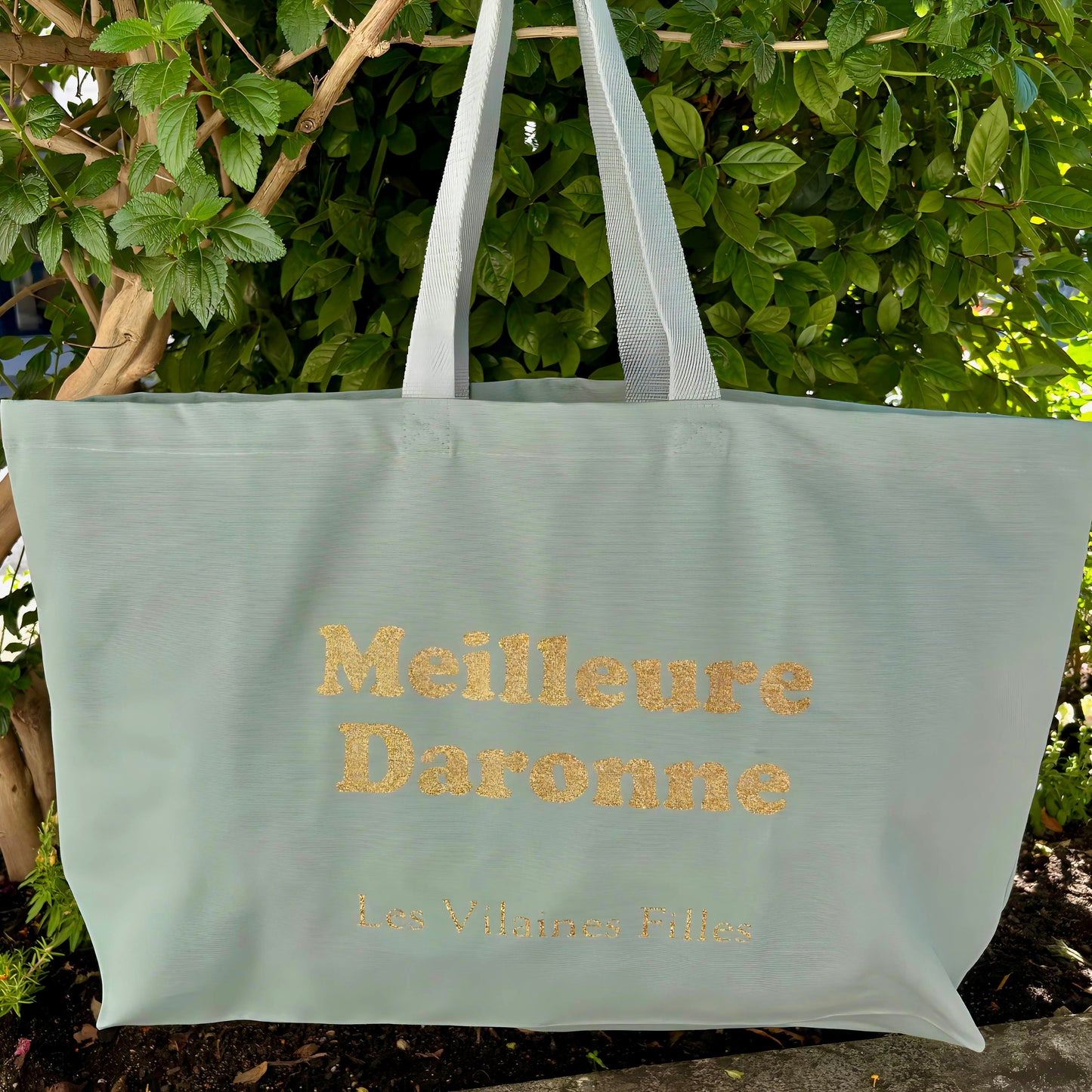 Sac XXL en coton Meilleure daronne coloris Céladon
